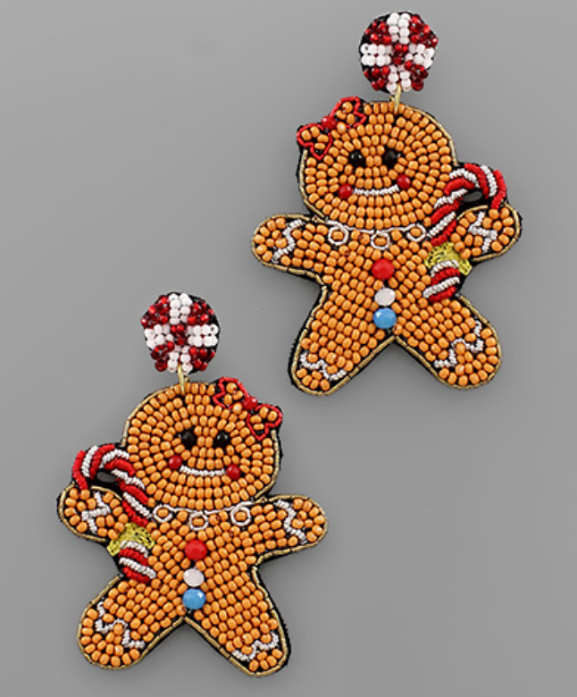 Gingerbread Beaded Earrings