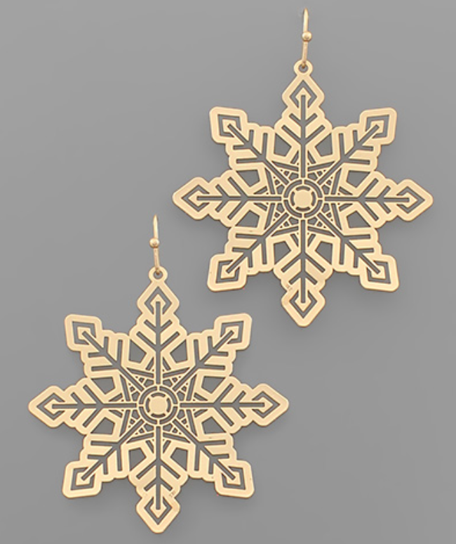 Fancy Snowflake Metal Earrings