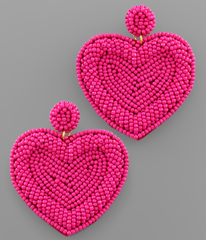 Solid Beaded Heart Earrings