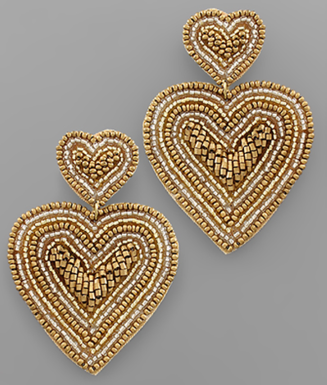All For Your Seed Bead Heart Earrings
