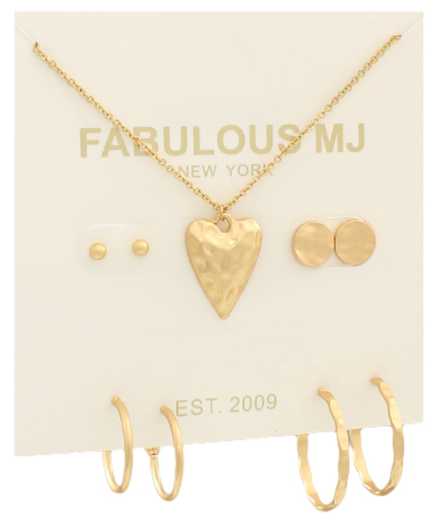 Heart Necklace and Earring Set