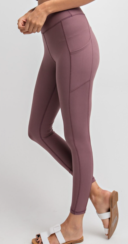 Dark Mauve Buttery Leggings with Pockets