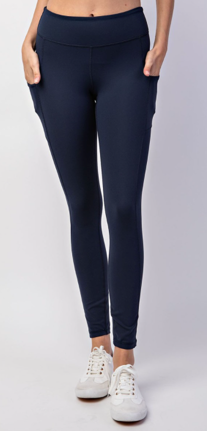 Navy Buttery Leggings with Pockets