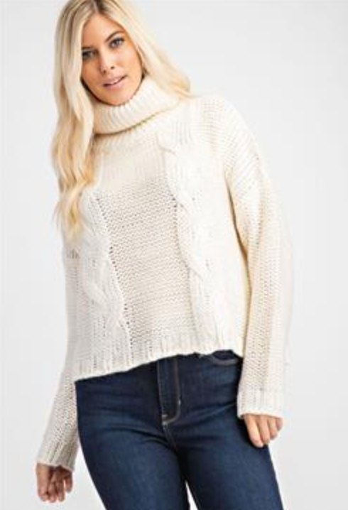 Chunky Ivory Turtleneck Sweater