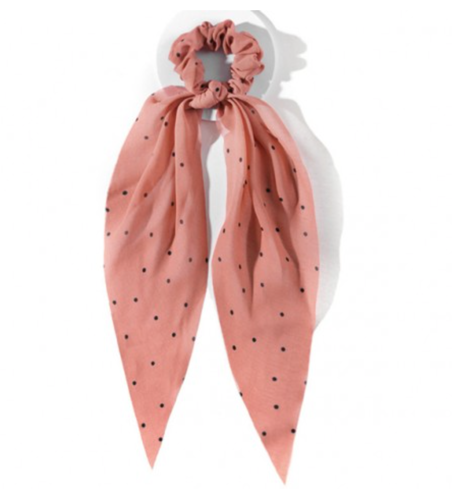 Coral Polka Dotted Hair Scarf