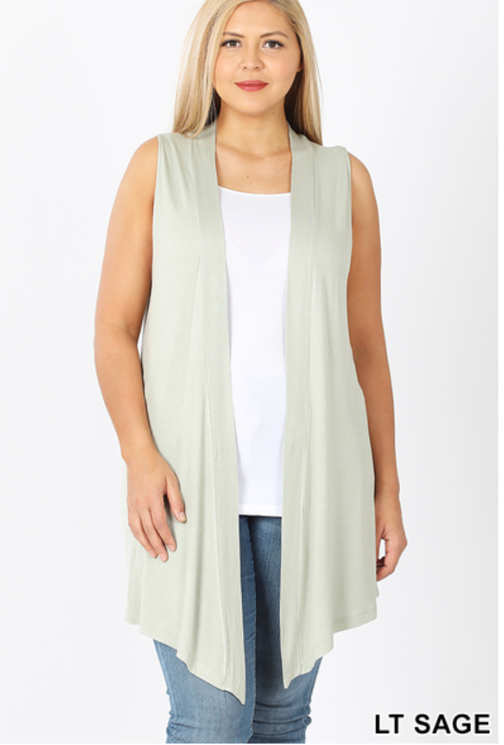 FINAL SALE Draped Open Front Sleeveless Cardigan – Shoppe3130
