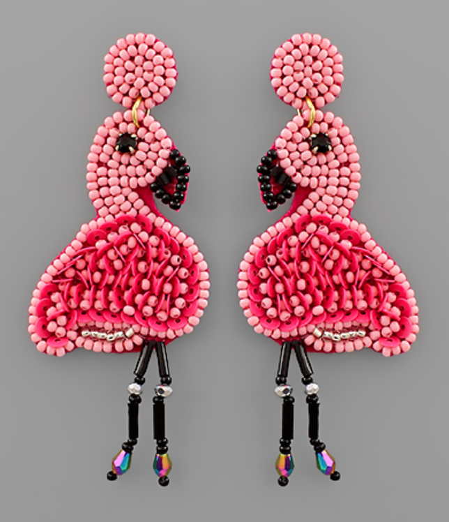 Fabulous Flamingo Beaded Earrings