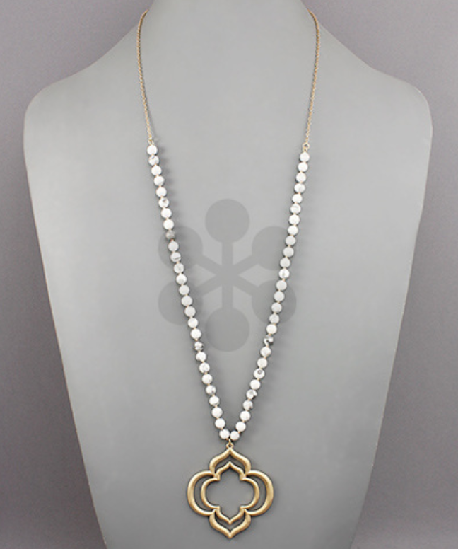 Double Quatrefoil Marble Necklace