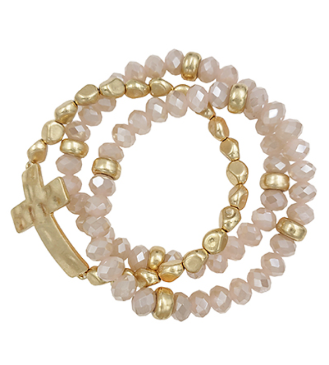 Hammered Cross Bracelet - Shoppe3130