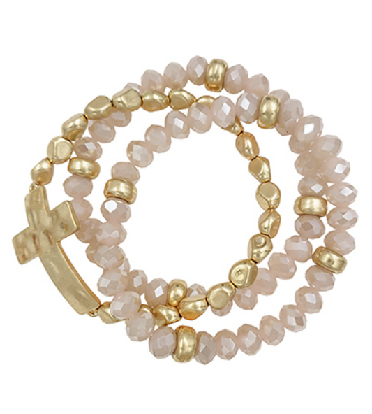 Hammered Cross Bracelet - Shoppe3130