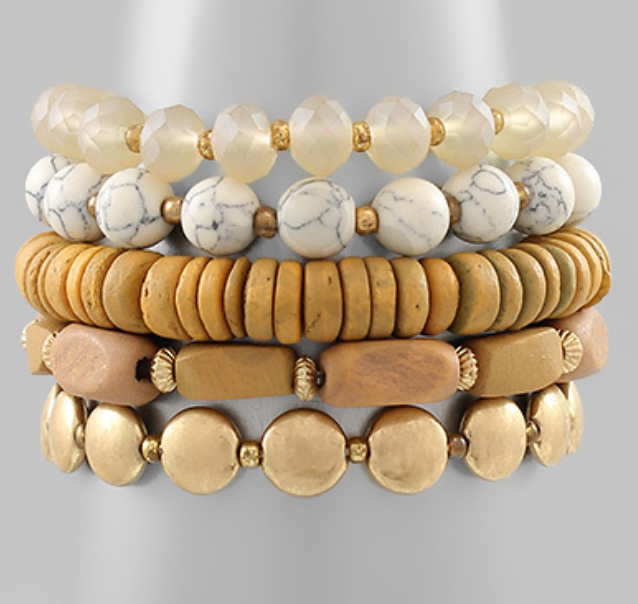Wooden & Marble Bracelet Set