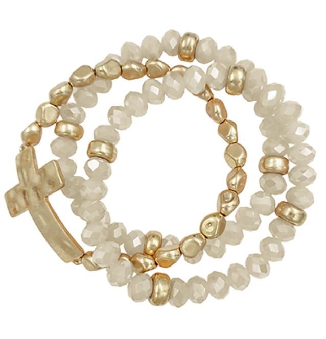 Hammered Cross Bracelet - Shoppe3130