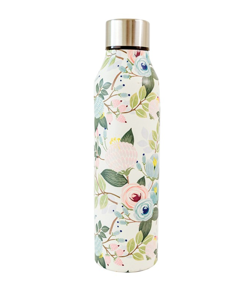 Peach Floral Stainless Steel Water Bottle
