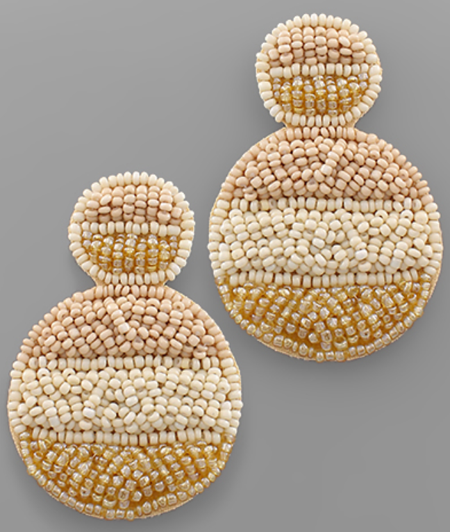 Monochrome Circle Seed Bead Earrings