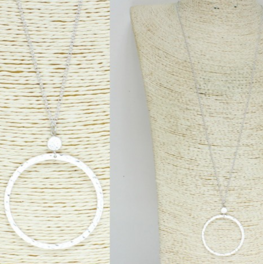 Worn Small Circle Metal Necklace
