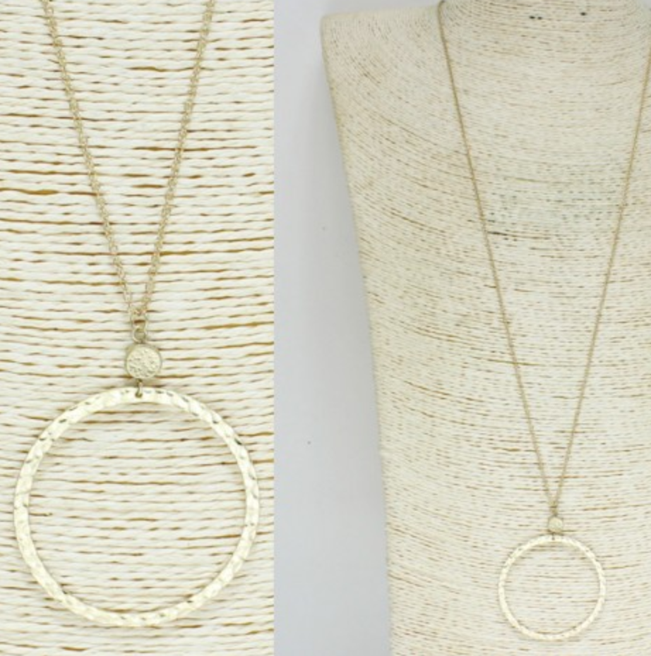 Worn Small Circle Metal Necklace