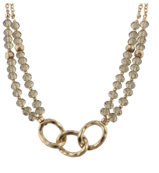 Reba Gold Link Beaded Necklace