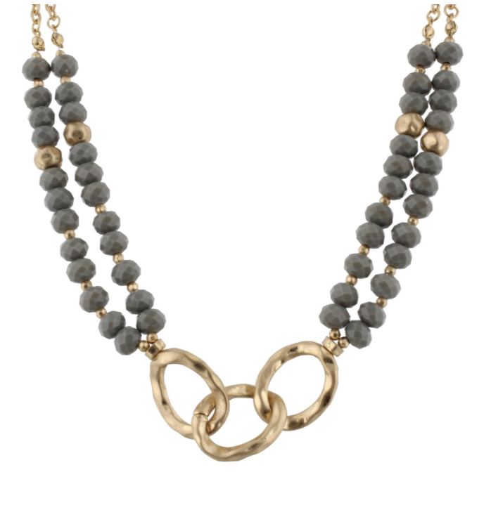 Reba Gold Link Beaded Necklace