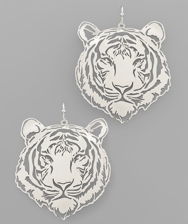 Laser Cut Tiger Earrings