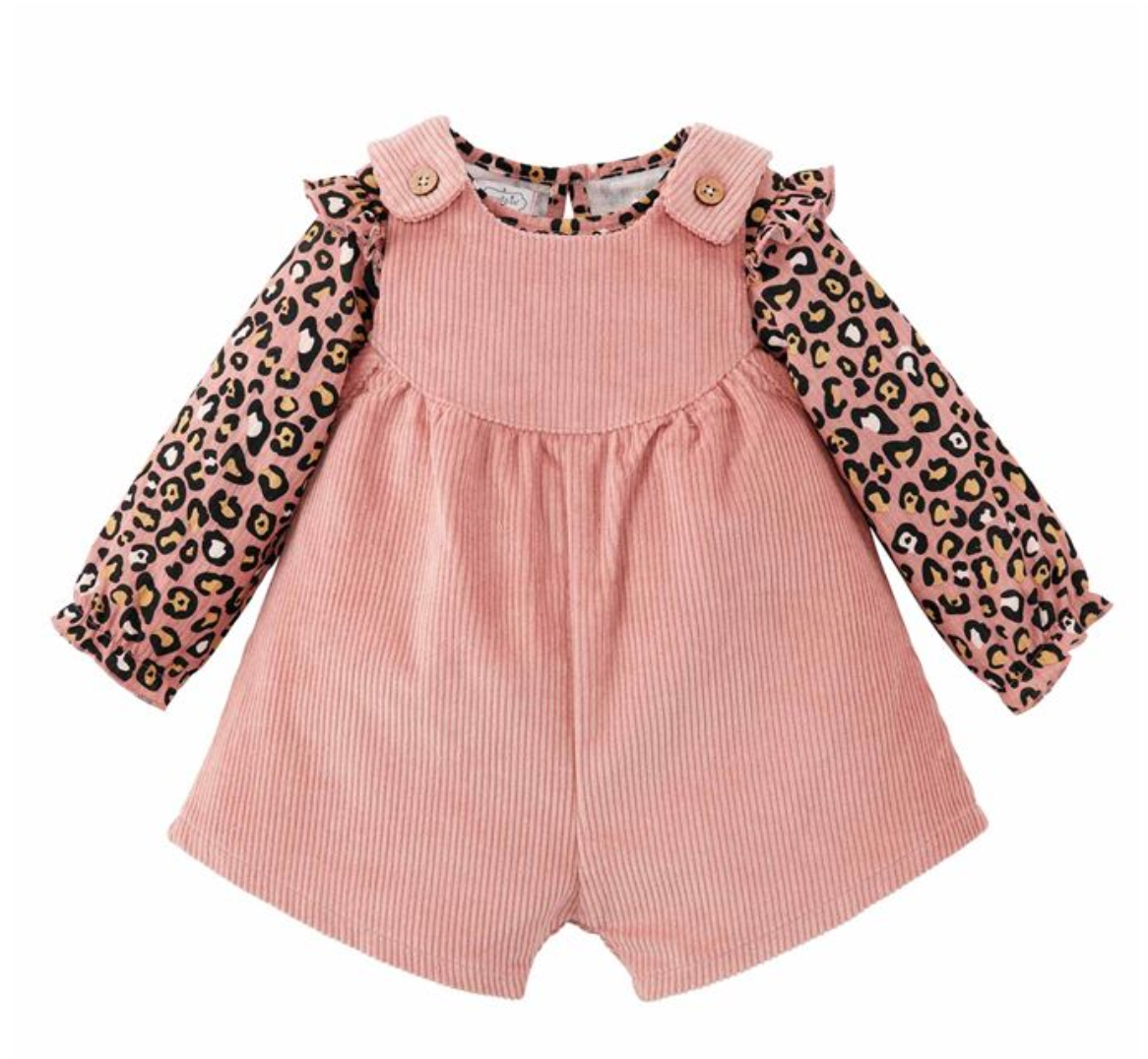 Baby Leopard Overall Short Set