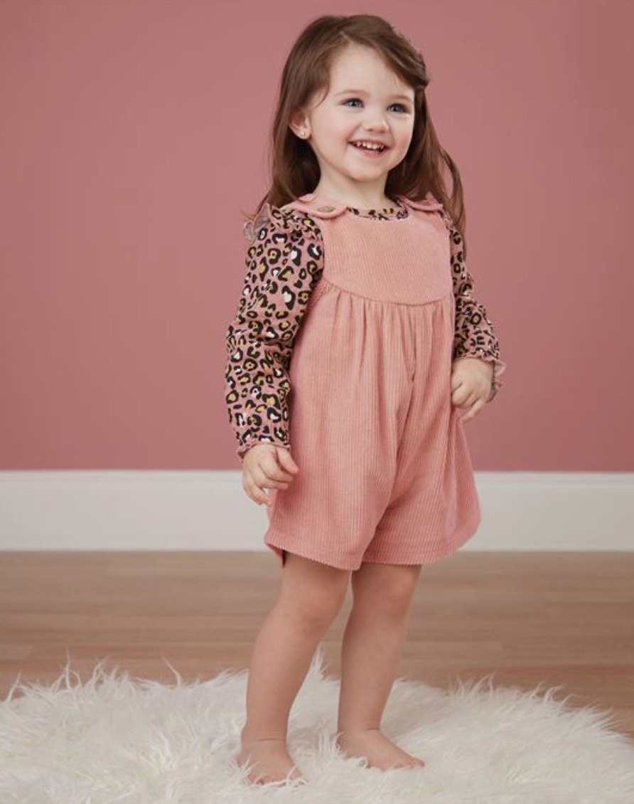 Baby Leopard Overall Short Set