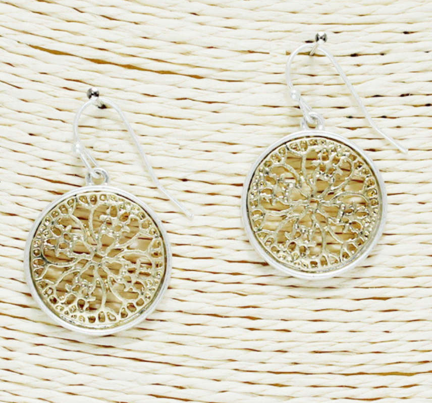 Filigree Coin Mixed Earrings