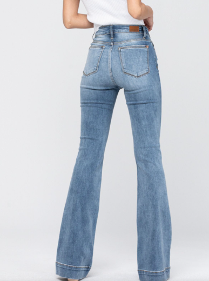 Mid Rise Judy Blue Trouser Flare Jeans