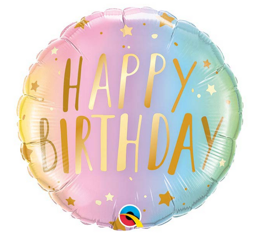 18" Pkg Pastel Ombre Birthday Balloon