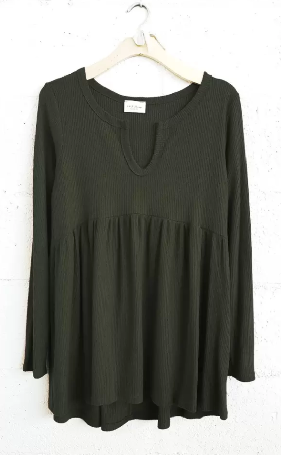 FINAL SALE Deep in the Woods Olive Point Top