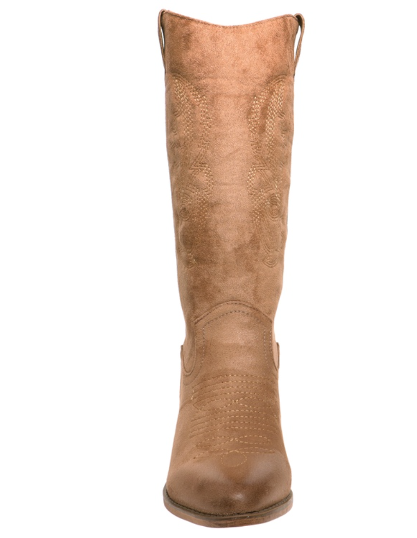 FINAL SALE Wilder Western Boot in Faux Suede Taupe