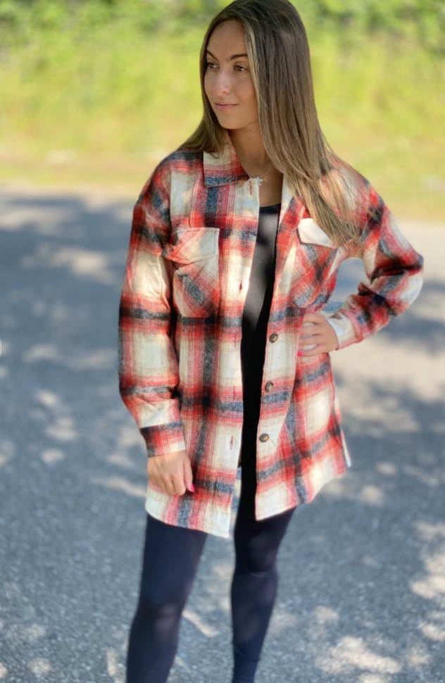 Button Down Fall Flannel Shacket