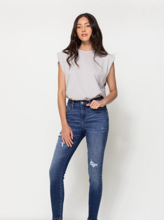 Dark Wash Mid Rise Ankle Skinny Cello Jeans