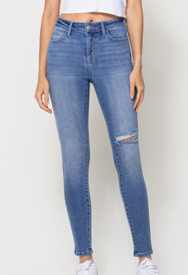 Medium Wash Mid Rise Ankle Skinny Cello Jeans