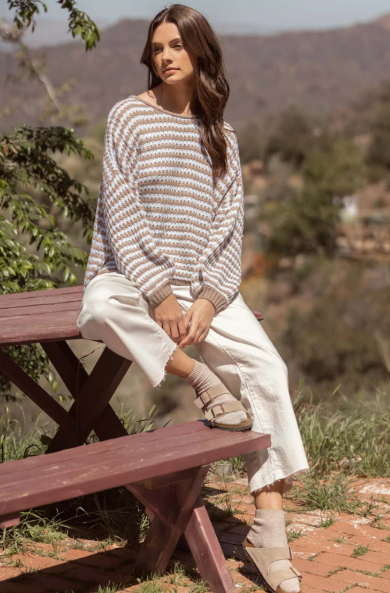 Striped Knit Pullover Sweater