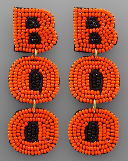 BOO Orange Beaded Earrings