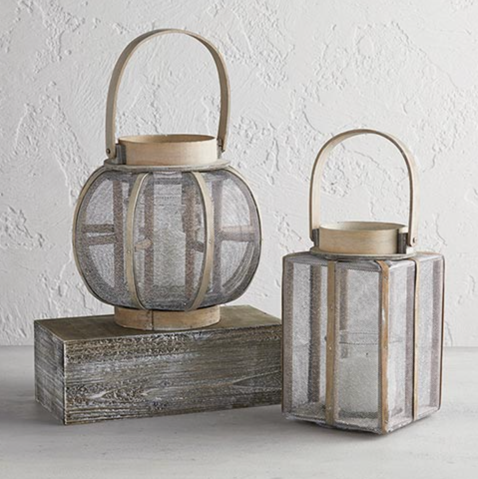 Large Lantern - Rectangle Wire and Wood