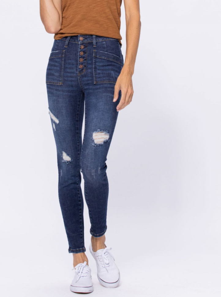 Judy Blue Hi-Rise Cargo Patch Skinny Jeans