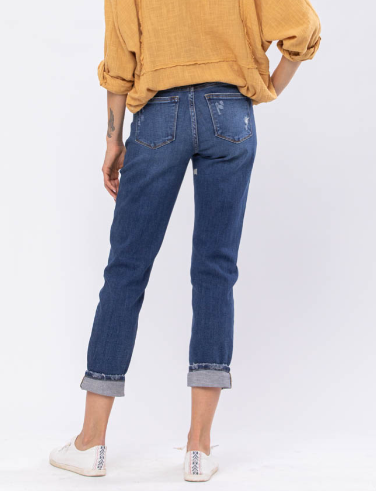 FINAL SALE Judy Blue Destroyed Cuffed Slim Fit Jeans