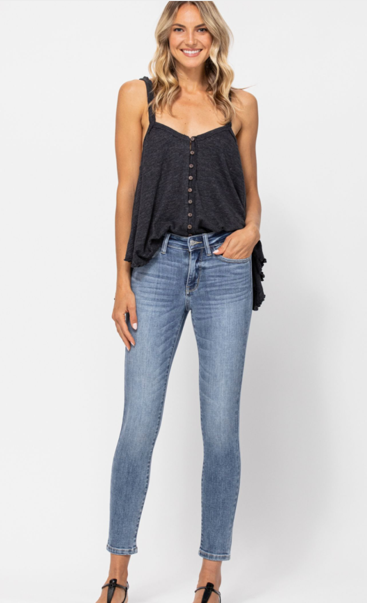 Judy Blue Mid Rise Skinny Cropped Jeans