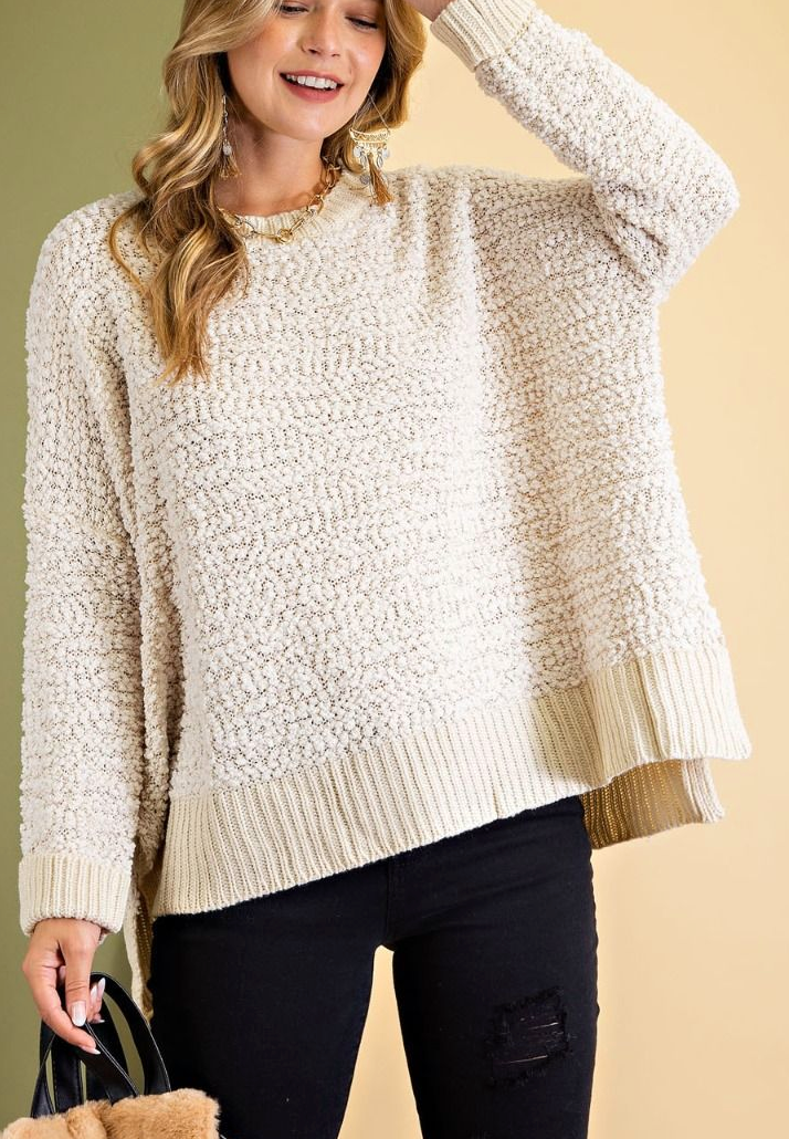 Curvy Ivory PomPom Knit Sweater