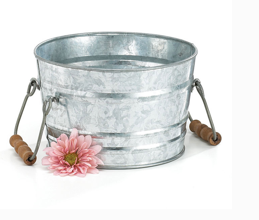 Planter Galvanized Tin Wash Tub w Handles