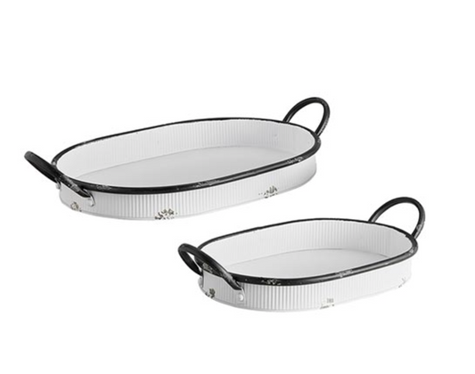 White Metal Oval Trays