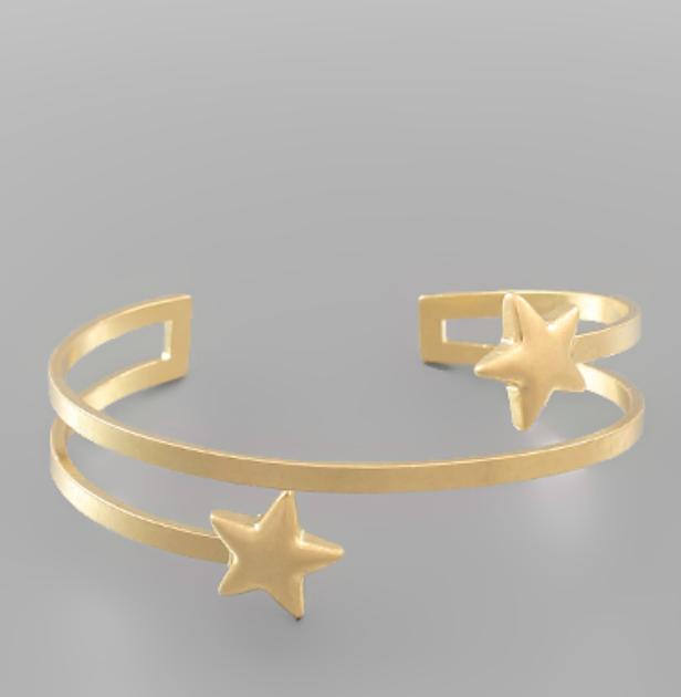 Worn Gold Star Cuff Bracelet