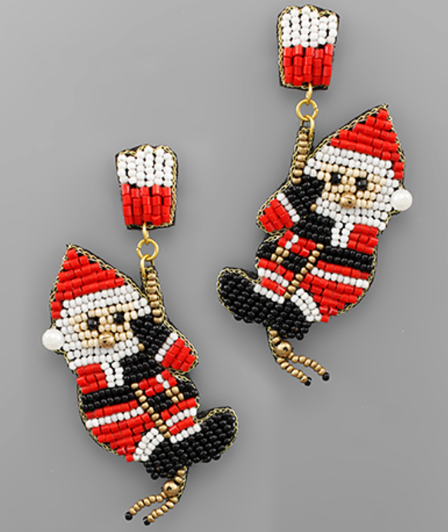 Santa Chimney Seed Bead Earrings