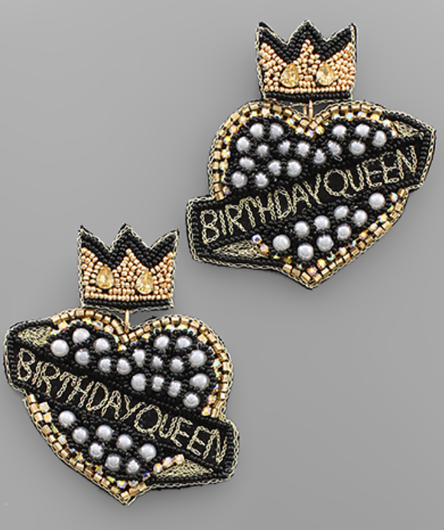 Birthday Queen Seed Bead Earrings
