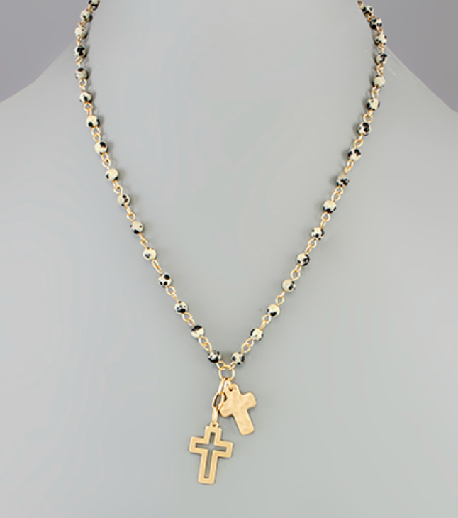 Elise Beaded Cross Necklace
