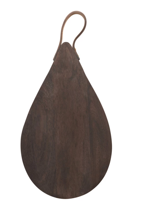 Wood Cheese/Cutting Board with Leather Handle