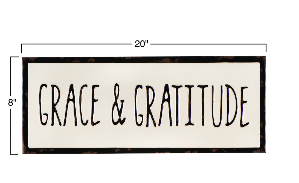 Grace & Gratitude Embossed Enameled Wall Decor