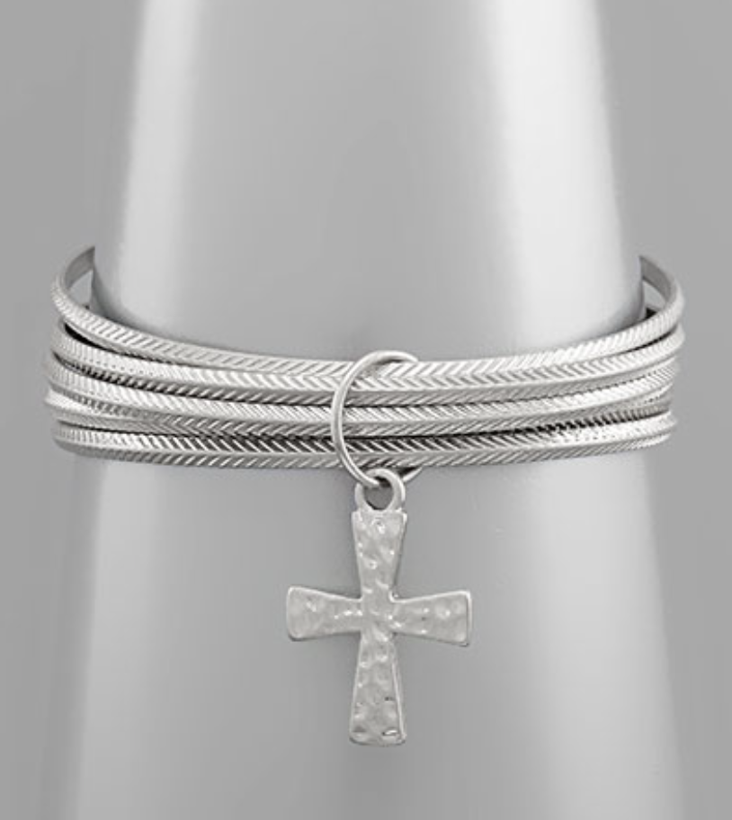 5 Bangle Cross Bracelet Set