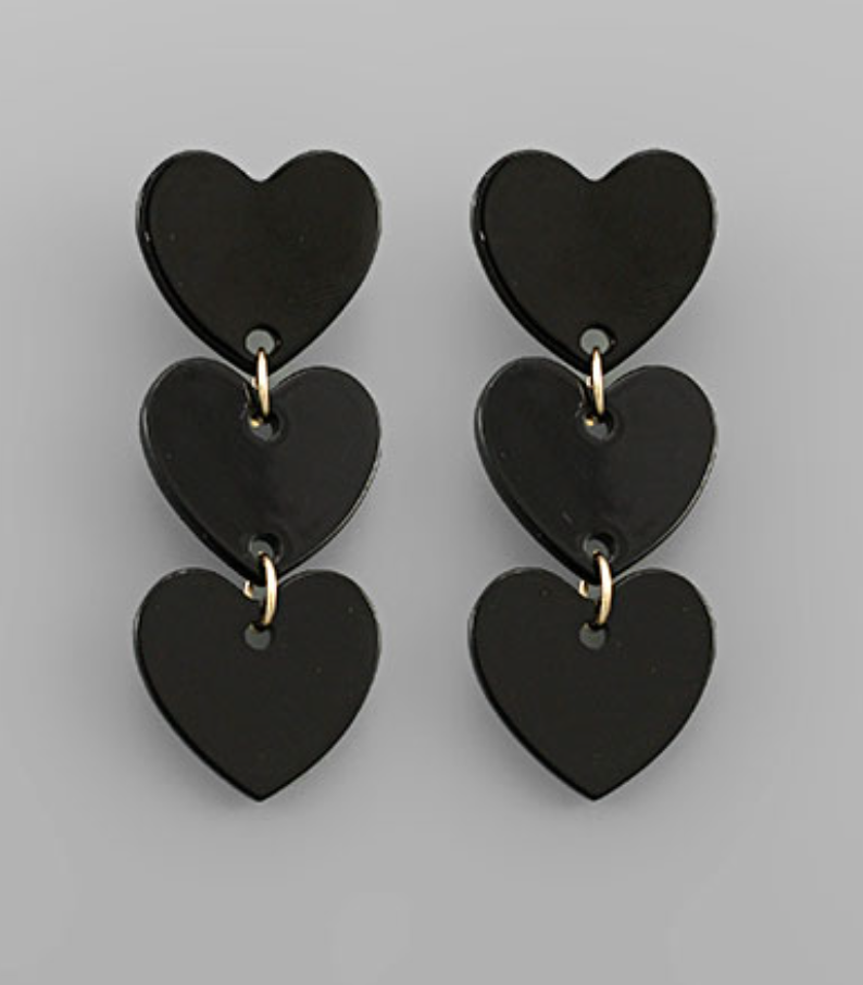 Three Tier Acrylic Heart Earrings